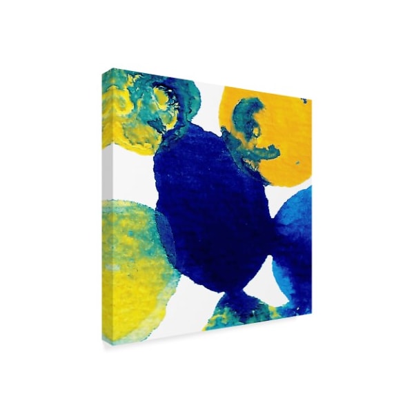 Amy Vangsgard 'Yellow And Blue Abstract Flowing Paint ' Canvas Art,18x18